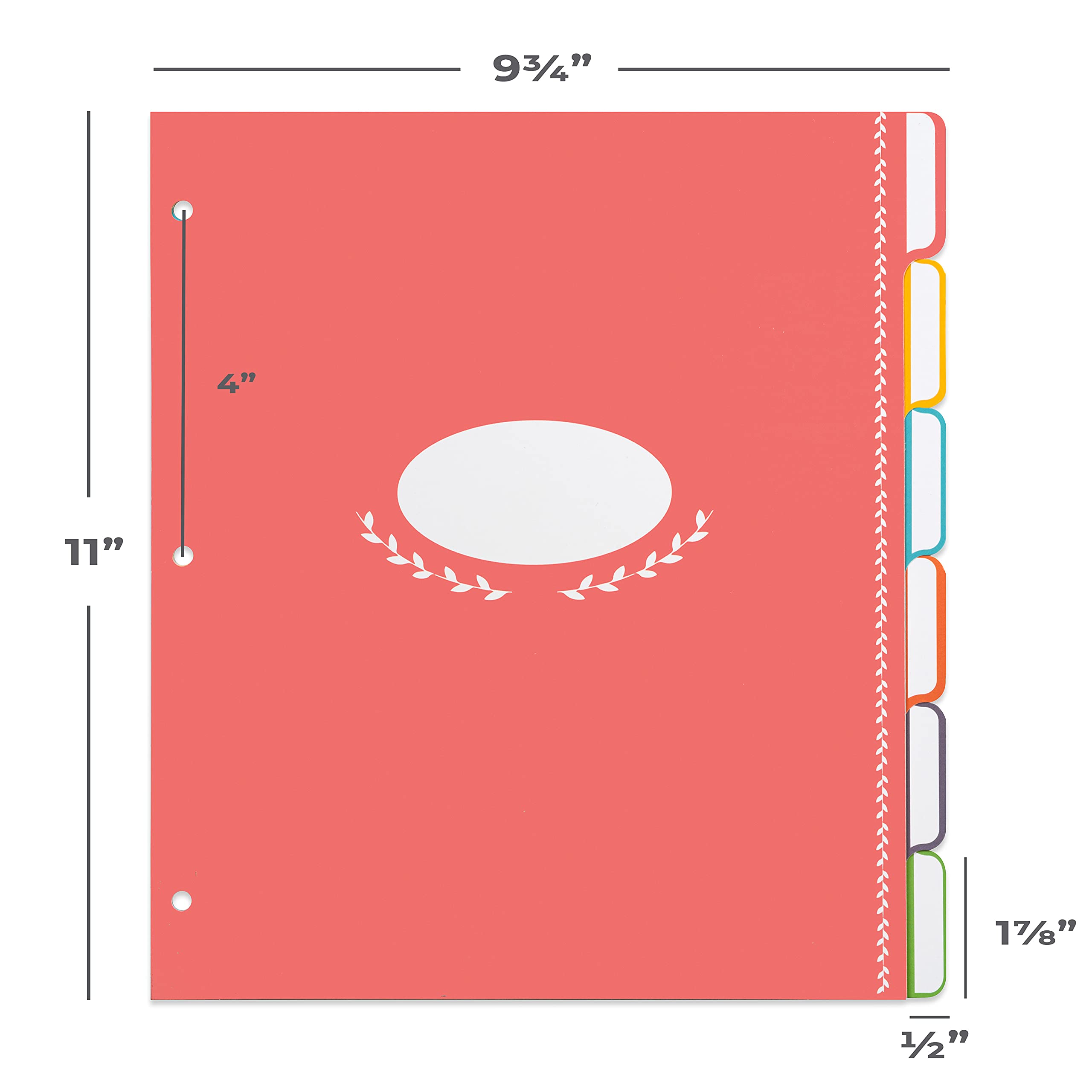 Jot & Mark Divisores de carpeta de recetas en blanco con pestañas, seis separadores organizadores personalizables para carpetas de 21,6 x 28 cm (arco iris)