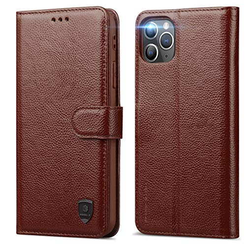 WenBelle Case Compatible with iPhone 12 Pro Max 5G (6.7 inch) Wallet Case,Genuine Leather Wallet,RFID Blocking Protection,Viewing Stand,TPU Shockproof Flip Cases (Brown)