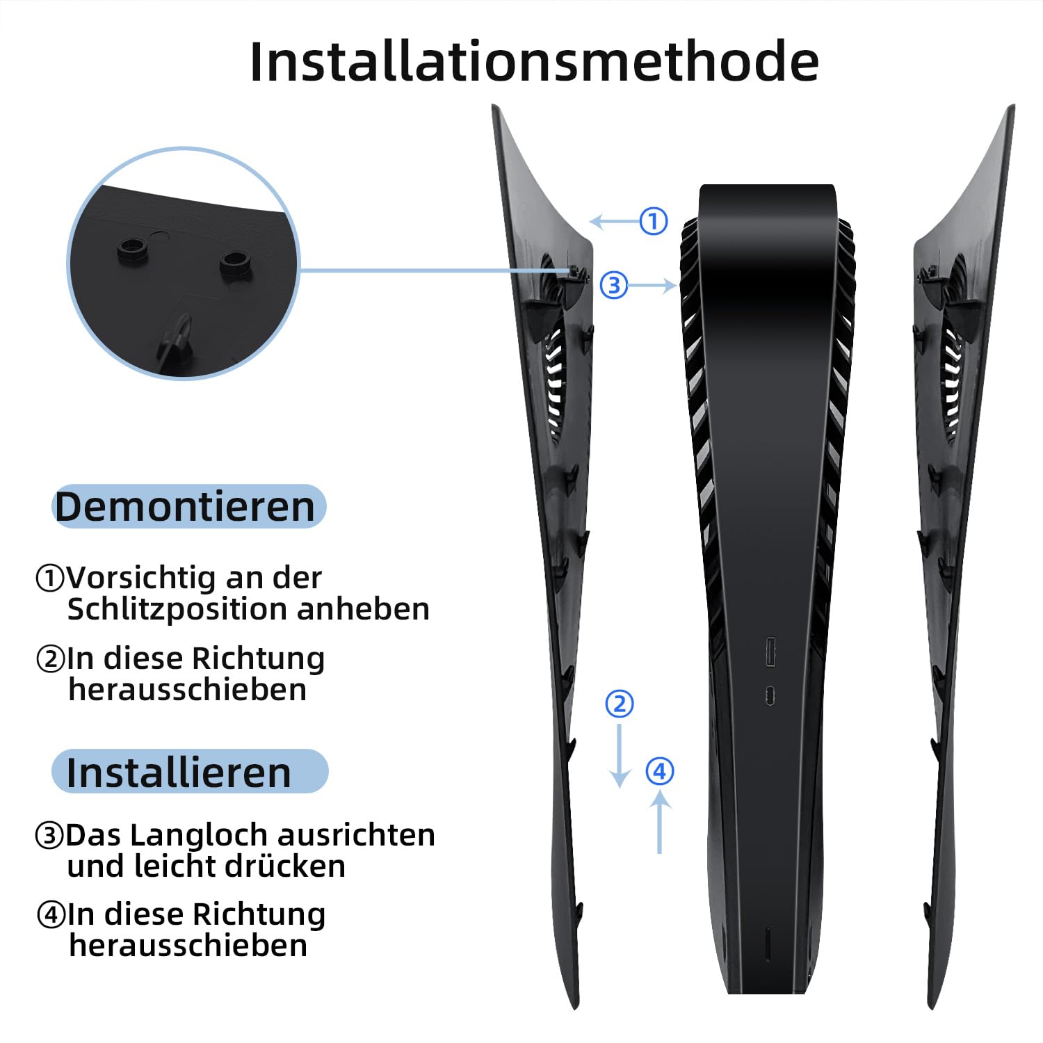 Mcbazel PlayStation 5 Digital Faceplate Cover mit Kühlöffnungen Ersatz Frontplatten für PlayStation 5 Digital Edition Konsole Anti Scratch staubdicht Platten(Nicht für PS5 Slim)