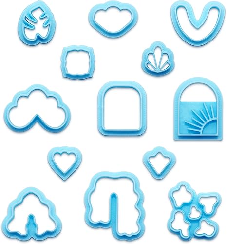 MURMUR Cortadores de arcilla polimérica para aretes, juego de 13 pequeños cortadores de aretes de arcilla para joyería de arcilla polimérica, moldes