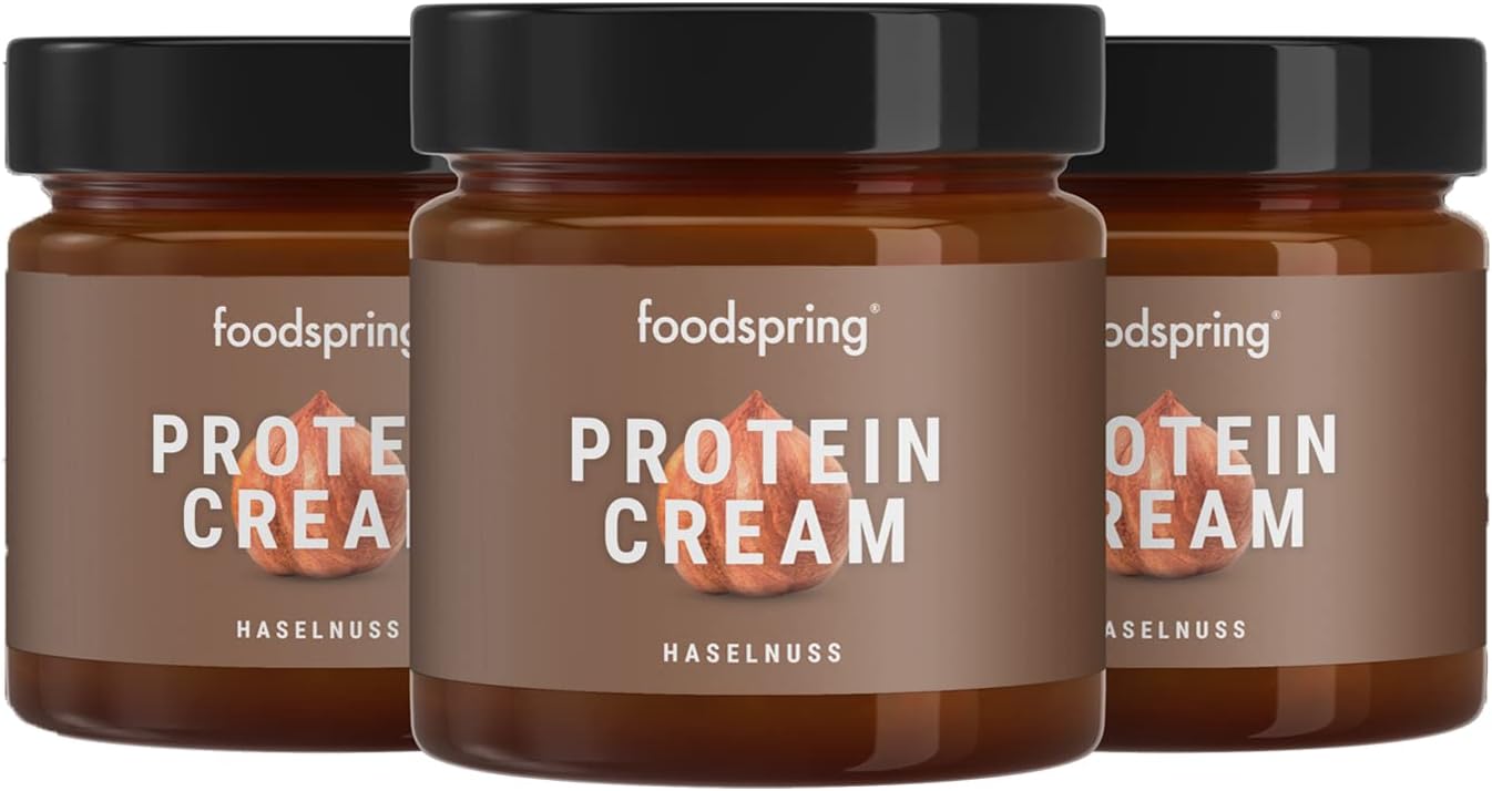 foodspring Protein Cream, 3 x 200g, High Protein Chocolate Hazelnut Spread with 85% Less Sugar