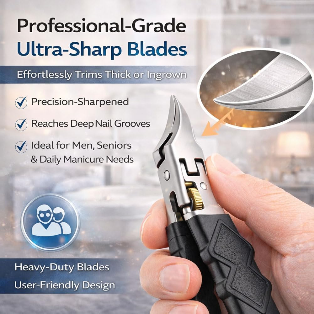 Black Anti-Slip Grip Gear Lock Nail Clipper Set, 25° Angle Eagle Beak Nail Clippers, Three Sets of Household Multifunctional Anti-Splash Nail Clippers for Precise Access to Nail Grooves (3Pcs)