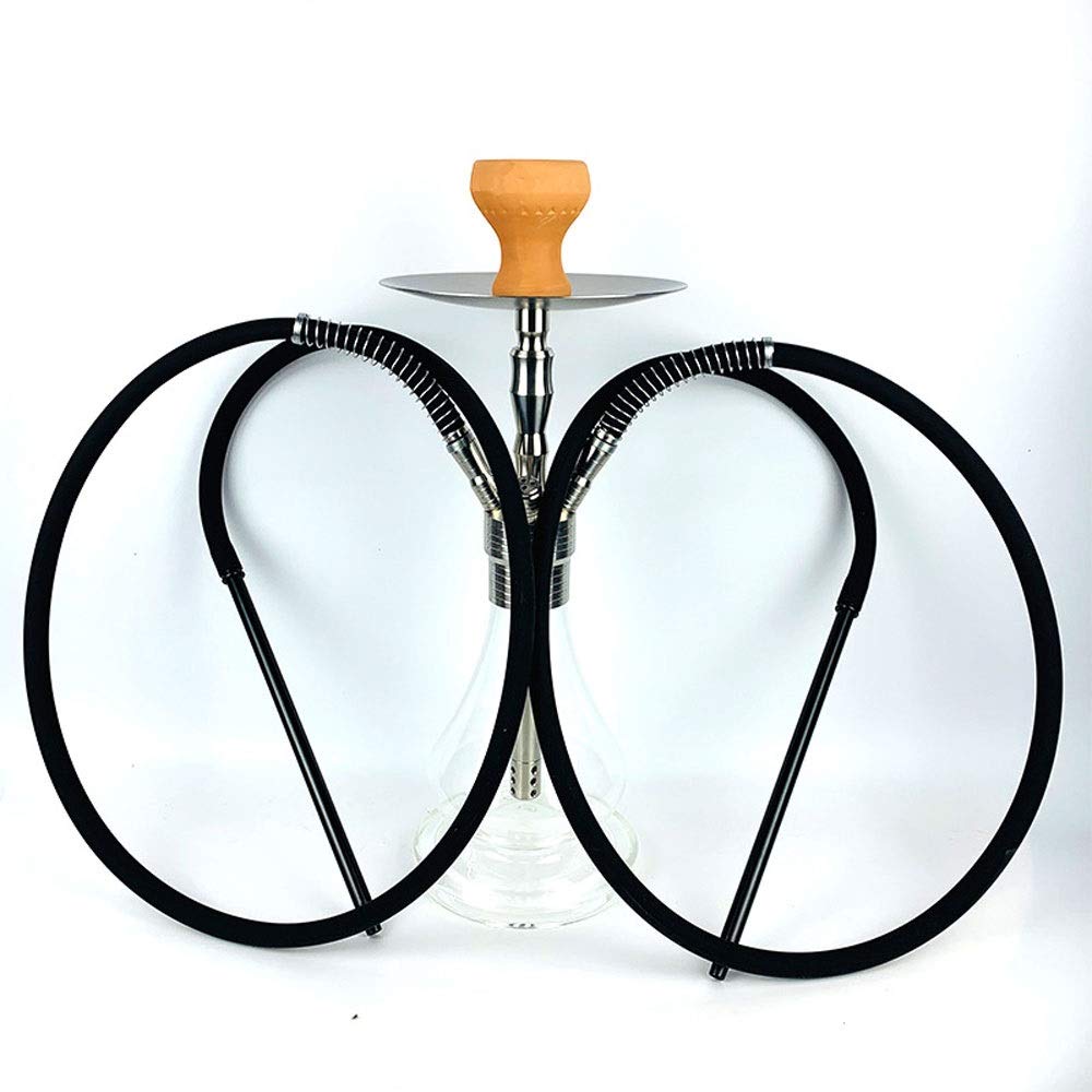 50cm 2 Hose Shisha Hookah Party Smoking Set,Silicone Hookah Bowl, Coal Tongs Portable Aluminum Hookah Set