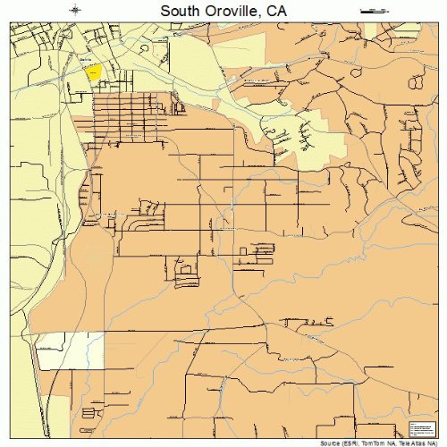 Large Street &amp; Road Map of South Oroville, California CA - Printed ...