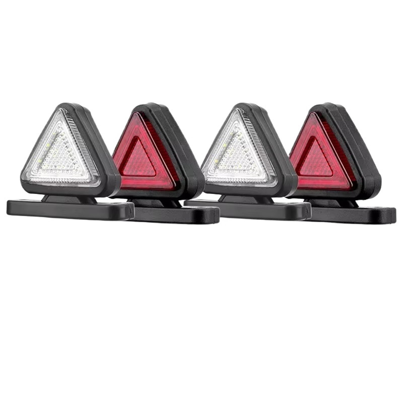 Trójkąty ostrzegawcze Trójkątne boczne światła obrysowe Czerwone Białe Lampy Pojedyncze sygnalizacyjne Lampa ostrzegawcza trójkąt awaryjny(4pcs)