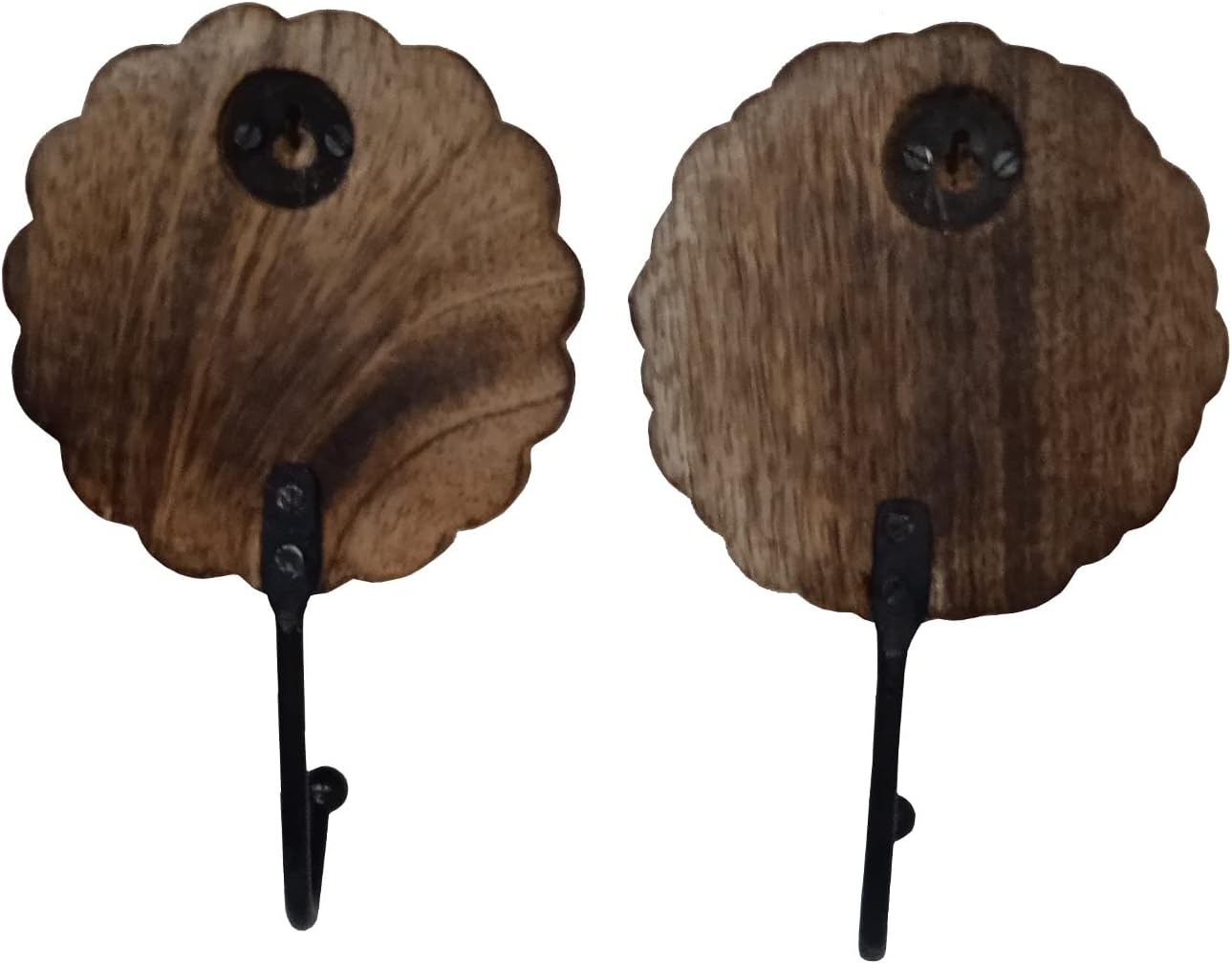 Purpledip Wooden Wall Hooks: Set of 2 Mandala Design Decorative Hangers (10939)
