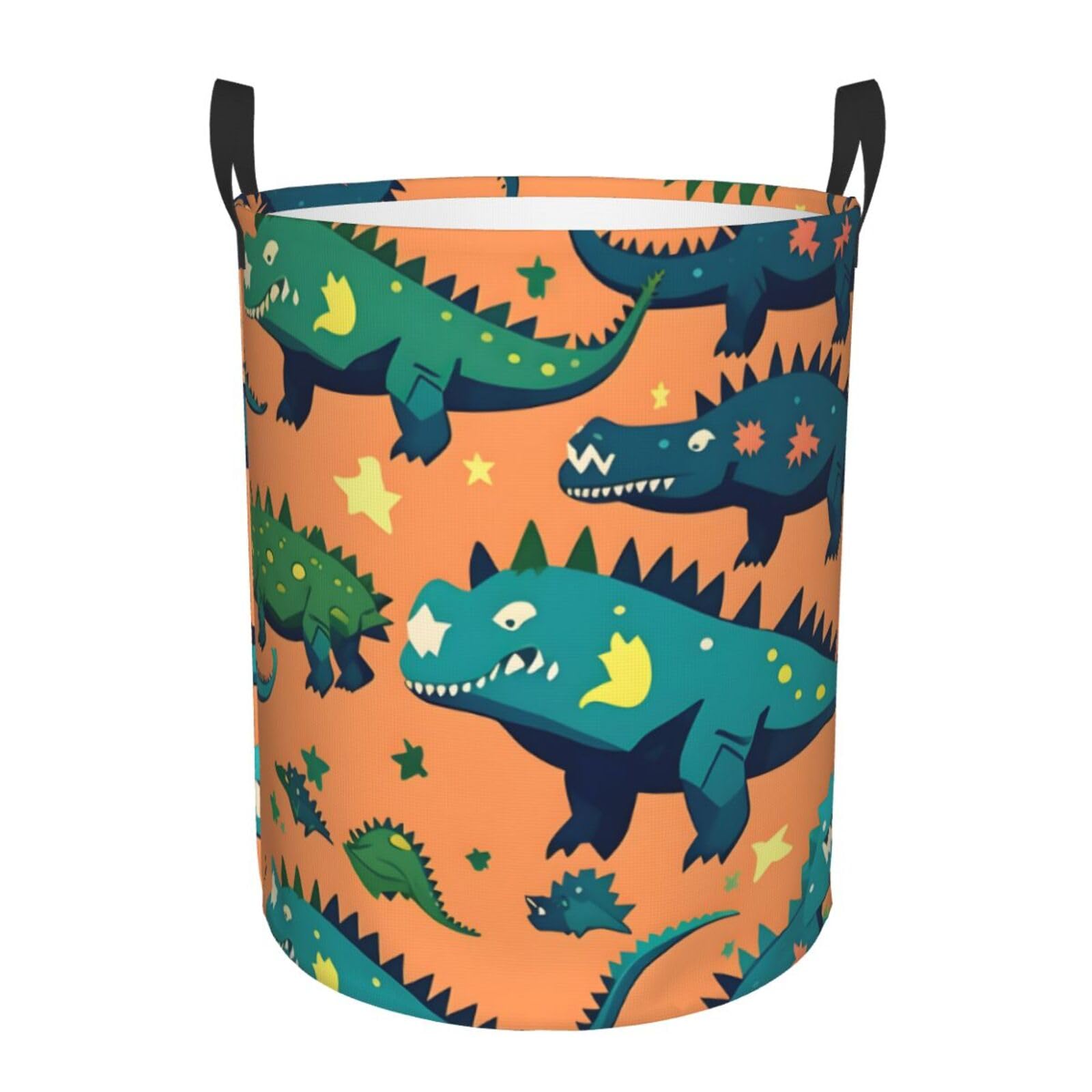 M Collapsible Laundry Hamper Round Dinosaur Print Storage