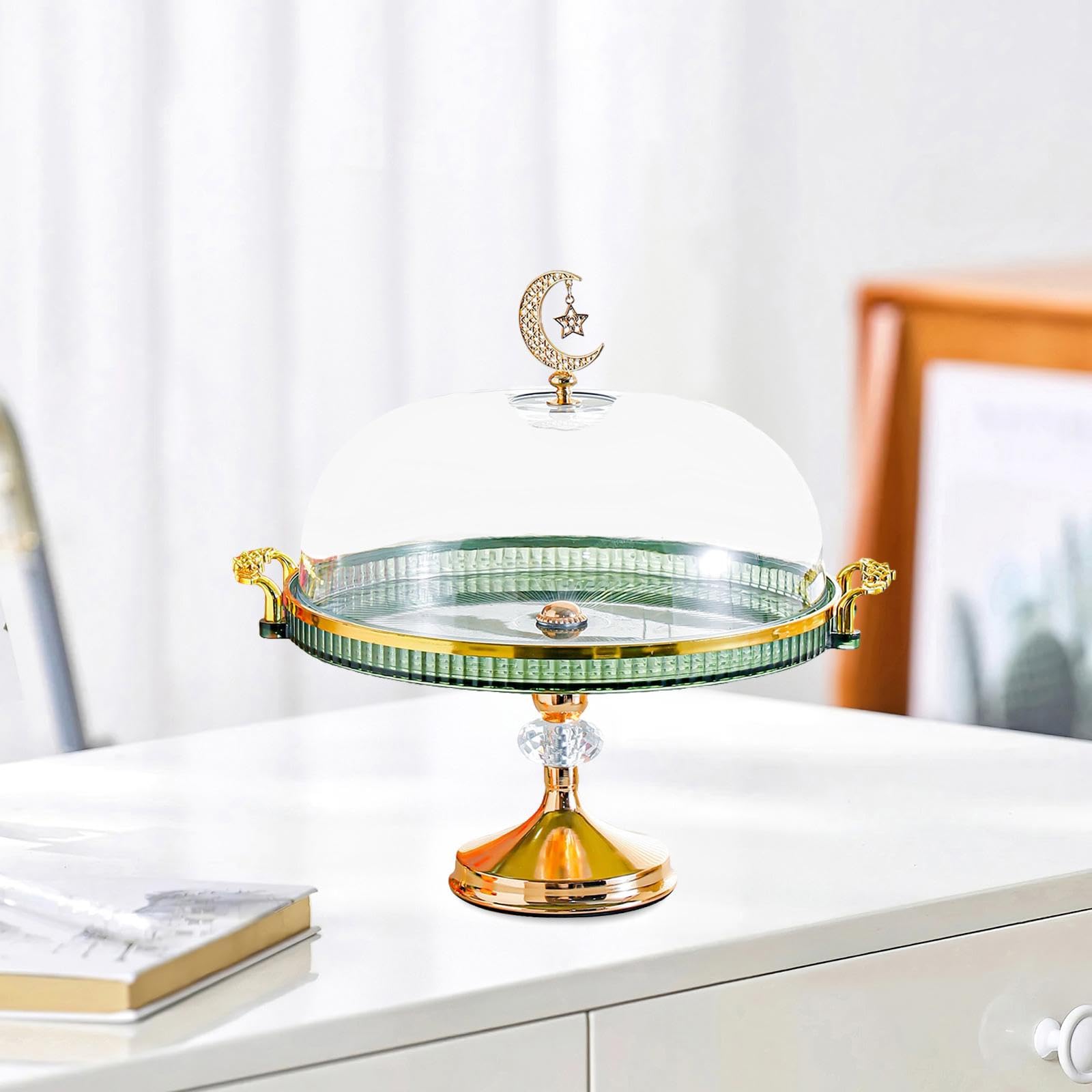 Présentoir à Gâteaux avec Couvercle, Support à Gâteaux, Cloche à Gâteaux, Plat de Service En PP Facile D'entretien avec Une Poignée Luxueuse pour, Vert