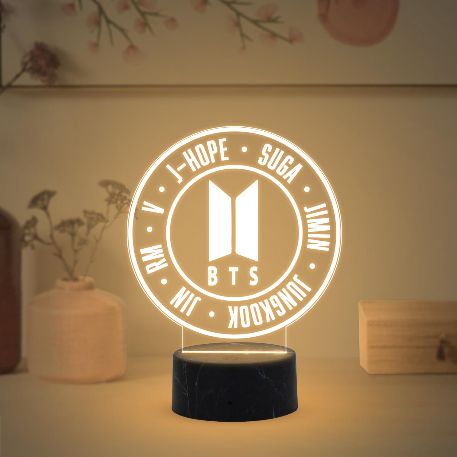 3D Illusion Gift for BTS Fans | BTS Army Nightlight Gift for Women Girls Girlfriend Teen Girl Friends & Birthday Return Gift | Home Decor Light | Warm White Light & USB Powered-image-39