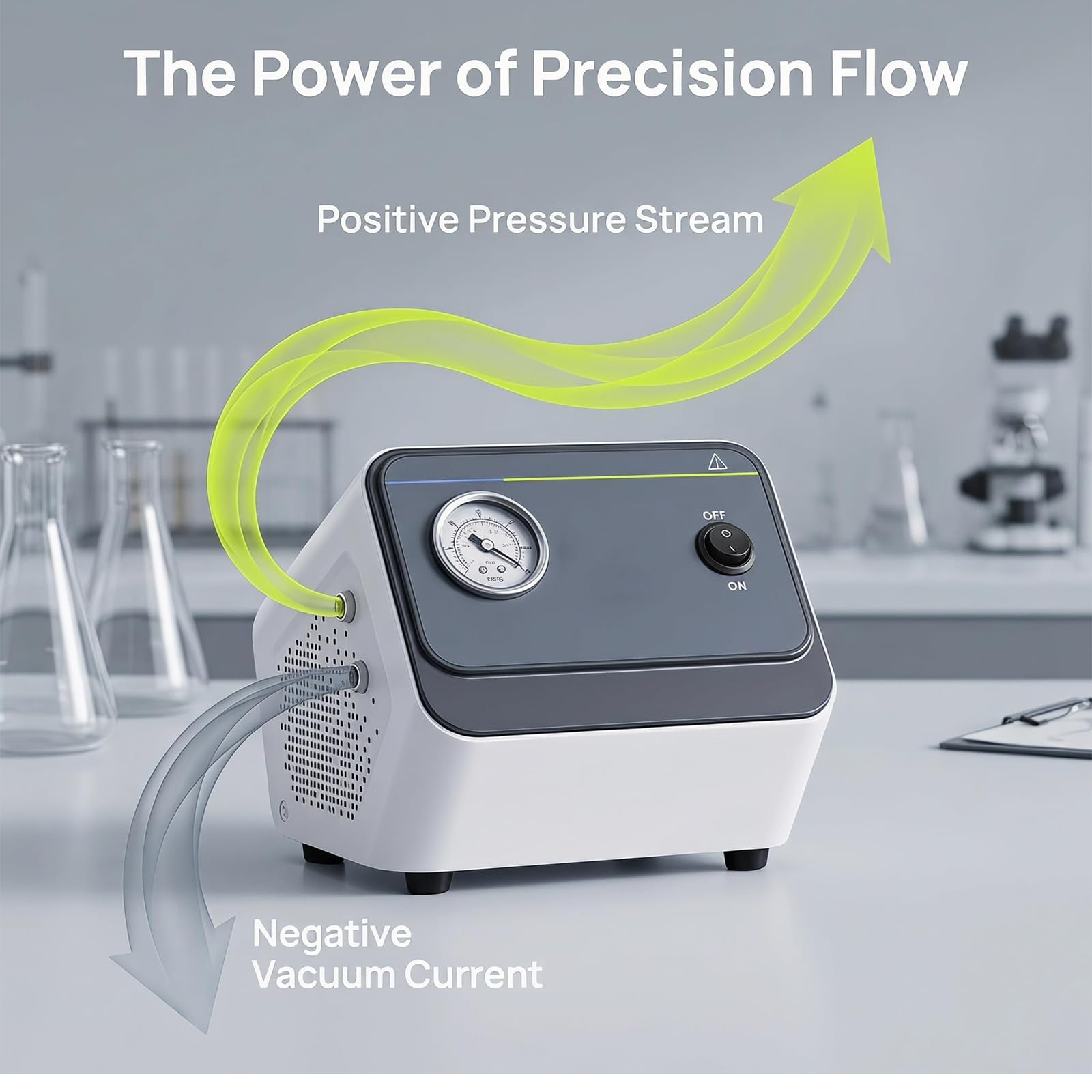 COYEUX Bomba De Vacío De Diafragma Sin Aceite, Bomba De Laboratorio Portátil De 35 W, -0,09 Mpa, Caudal De 15 L/min, Presión Positiva Y Negativa Ajustable, Funcionamiento Continuo, para Filtración De