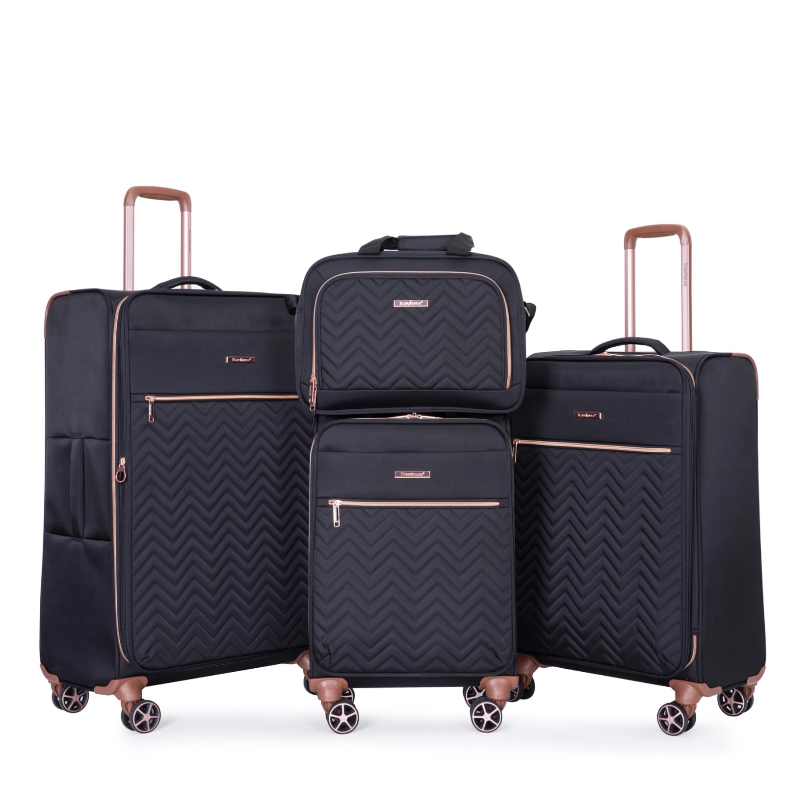 Travelhouse Luggage Set, Softside Suitcase 4-Piece (16/20/24/28), Expandable Lightweight Luggage Sets with Duffel Travel Bag,Suitcase with Double Spinner Wheels