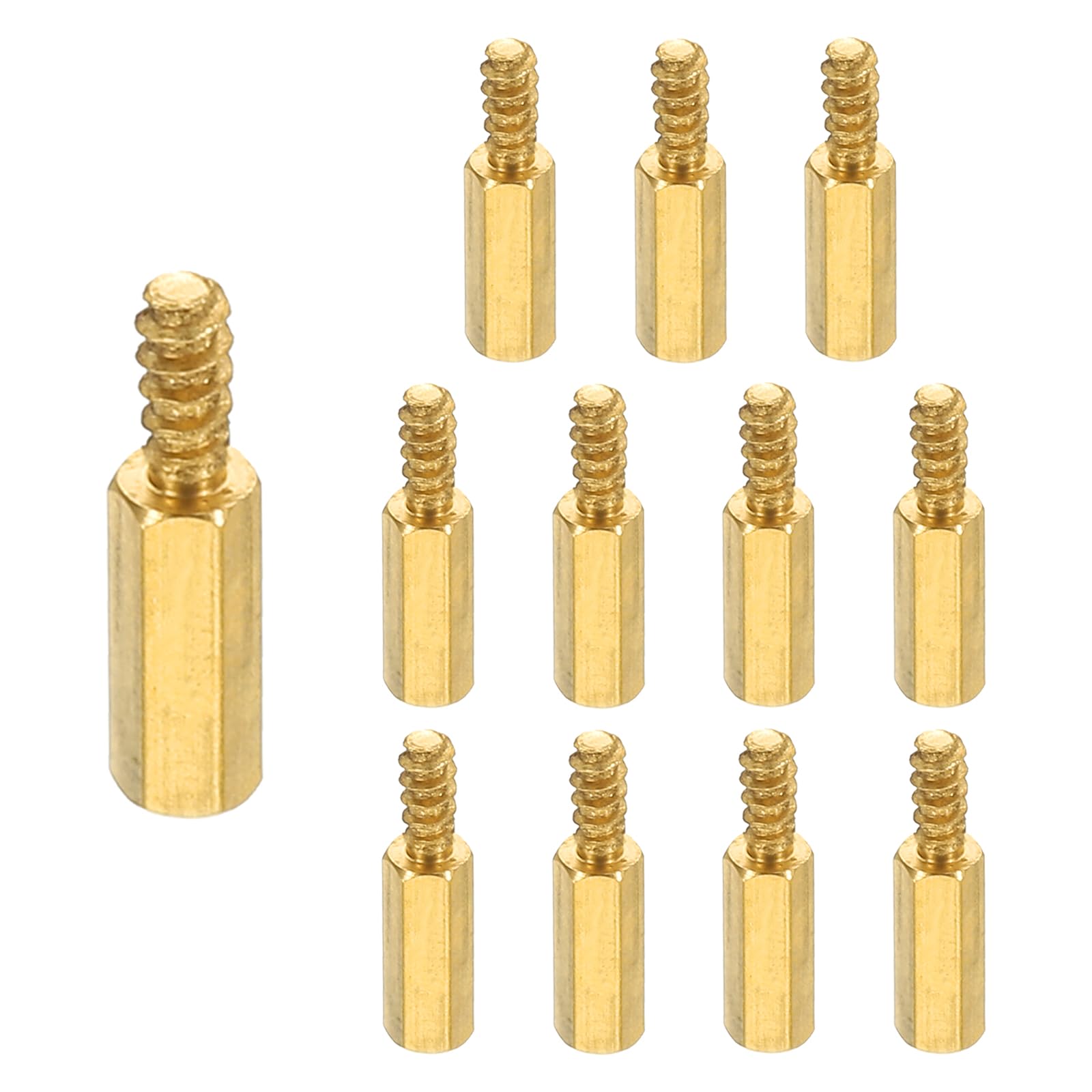 PATIKIL 12pcs M2 Male to Female Self-Tapping Hex Standoffs Spacers Pillars, M2 8+5mm Brass Motherboard Standoffs Copper