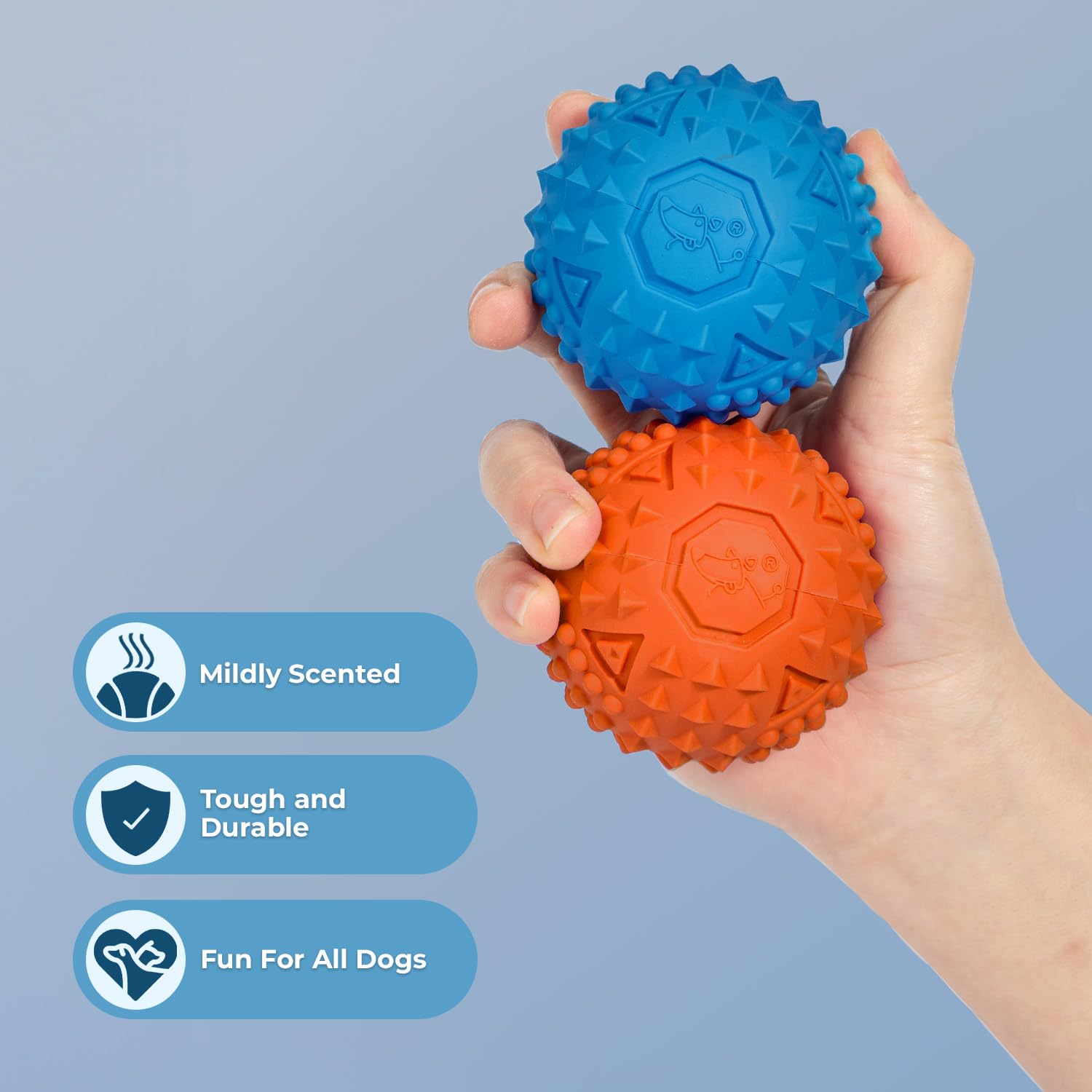 Best Pet Supplies Squeaky Rubber Spiky Ball Dog Toy Durable Non-Toxic Perfect for Aggressive Chewers Spiked for Dental Health Interactive Dog Toy - Image 2
