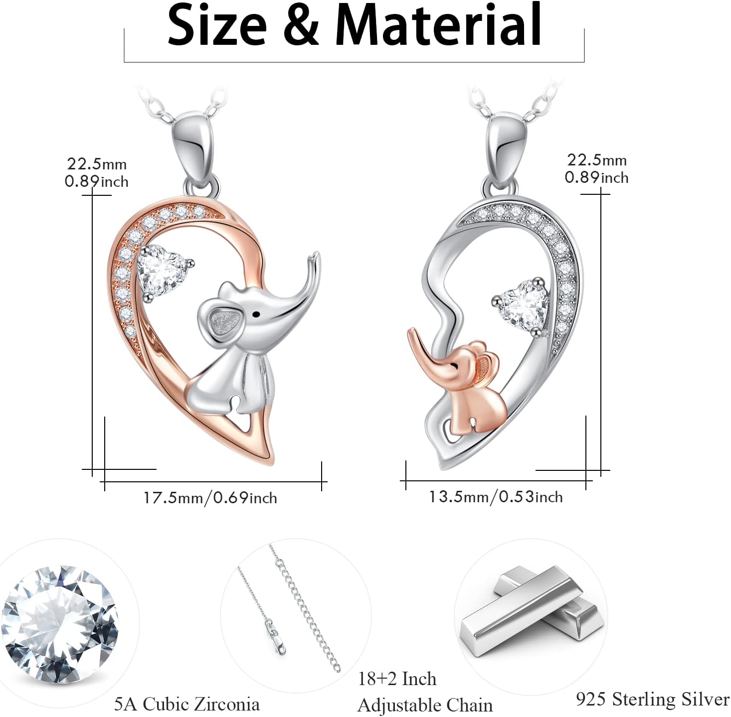 TUGHRA Mother and Daughter Necklaces Set 925 Sterling Silver Mom Daughter Pendant Necklace Matching Necklace for 2 Dainty Couples Jewelry Gifts for Mothers Day Birthday Christmas Day - Image 3