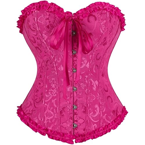 frawirshau Women's Lace Up Boned Overbust Corset Bustier Lingerie Bodyshaper Top
