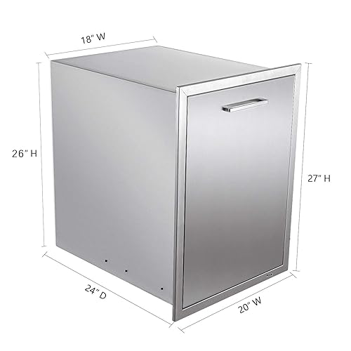 Miniatura 3 de yuxiangBBQ Cajón de basura doble extraíble de acero inoxidable para cocina al aire libre, almacenamiento para dos papeleras comerciales de 10 galones
