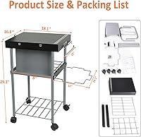 Vista 5 de Carrito de mesa auxiliar con ruedas para parrillas Weber de carbón de 18/22 pulgadas, soporte de preparación al aire libre con ruedas, estantes