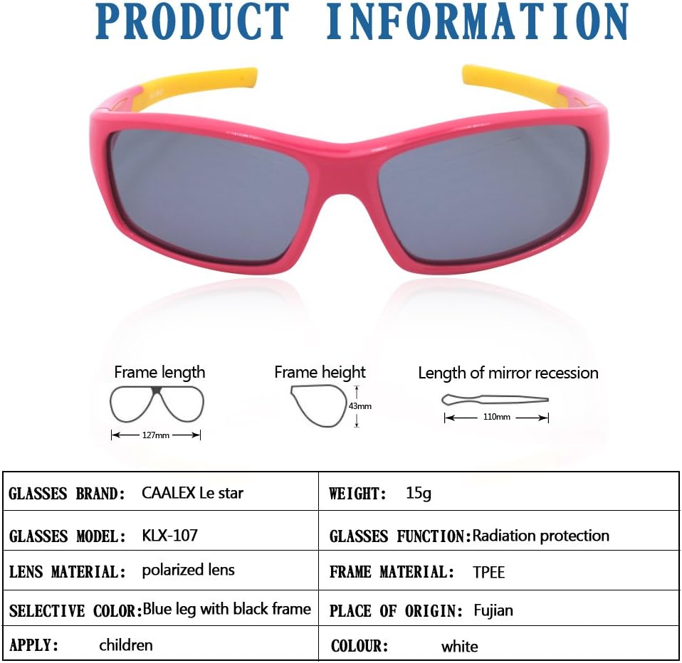 Kids Sports Style Polarized Sunglasses Rubber Flexible Frame For Boys And Girls Children Age 4-10