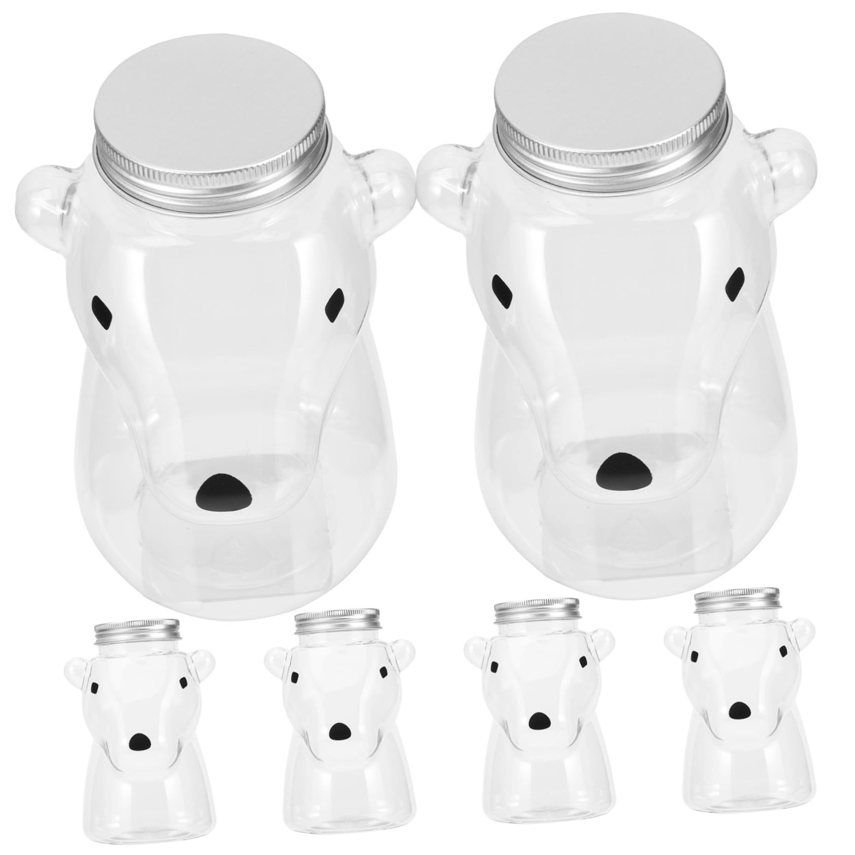 GRIRIW 500ml Large Mouth Pet Milk Tea Juice Bottles Sealable Lids Juice Containers for Drinks