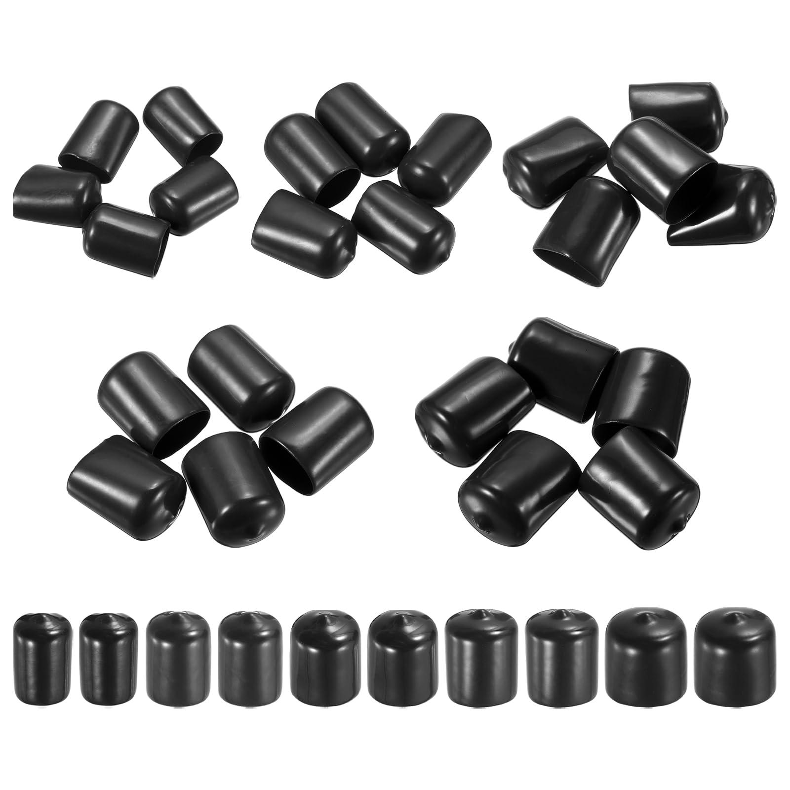 MECCANIXITY Round End Protective Caps 5/8" 11/16" 3/4" 25/32" 7/8" Black