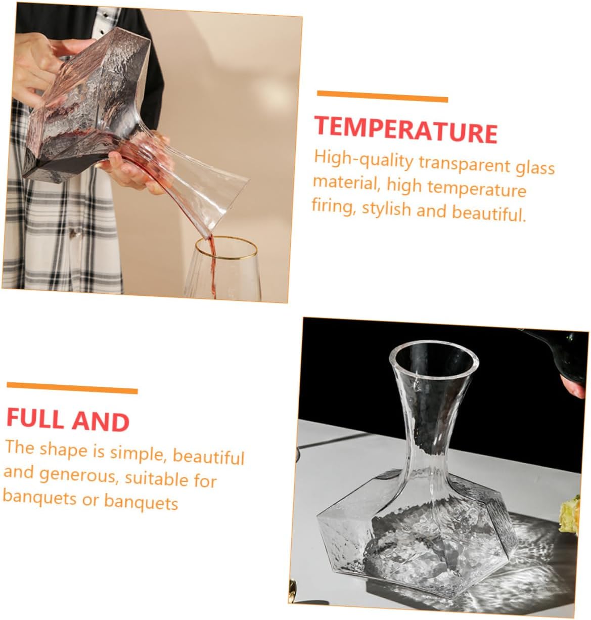 Geometric Diamond Shape Wine Decanter Creative Glass Wine Container Inclined Mouth for Home Dining and Bar Use