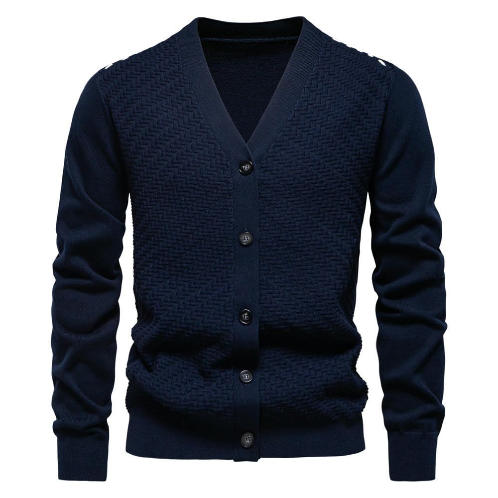 Cárdigan de punto para hombre, ajuste delgado, cuello en V, para otoño e invierno