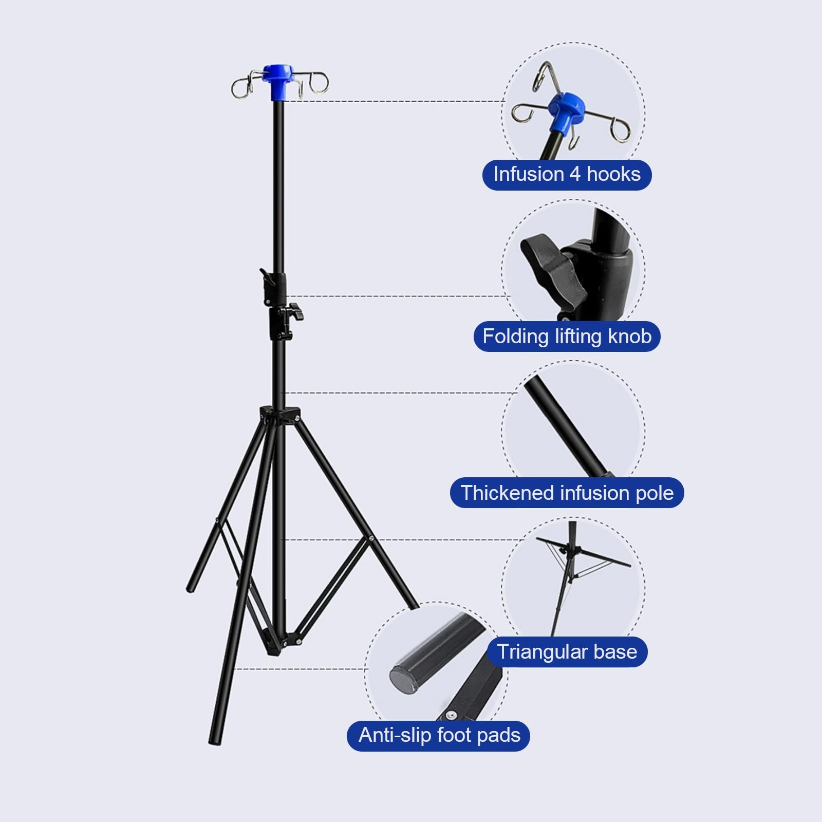 Support Perfusion Portable Pliable, Réglable en Hauteur, Acier Inoxydable