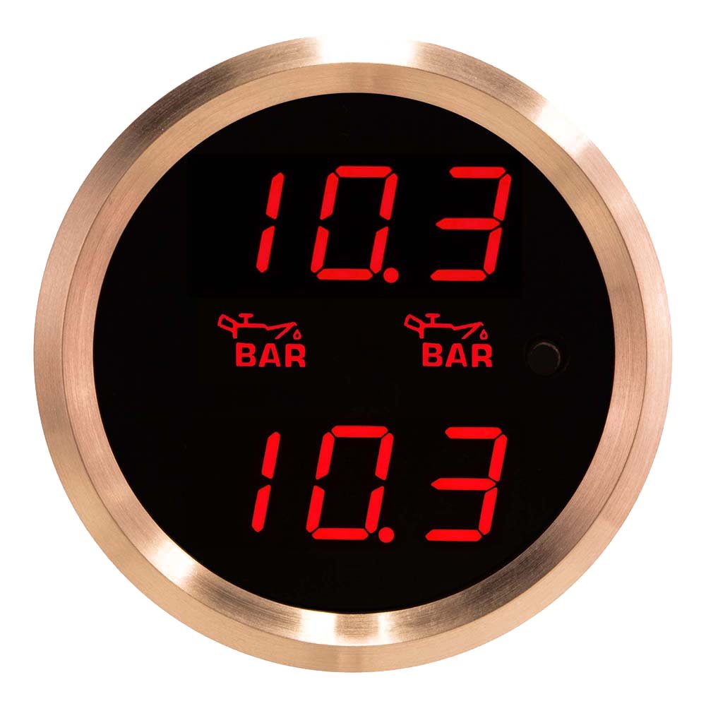 Dual-Display Gauge: Dual 10.3 Bar Oil Pressure Gauge (red/Silver)