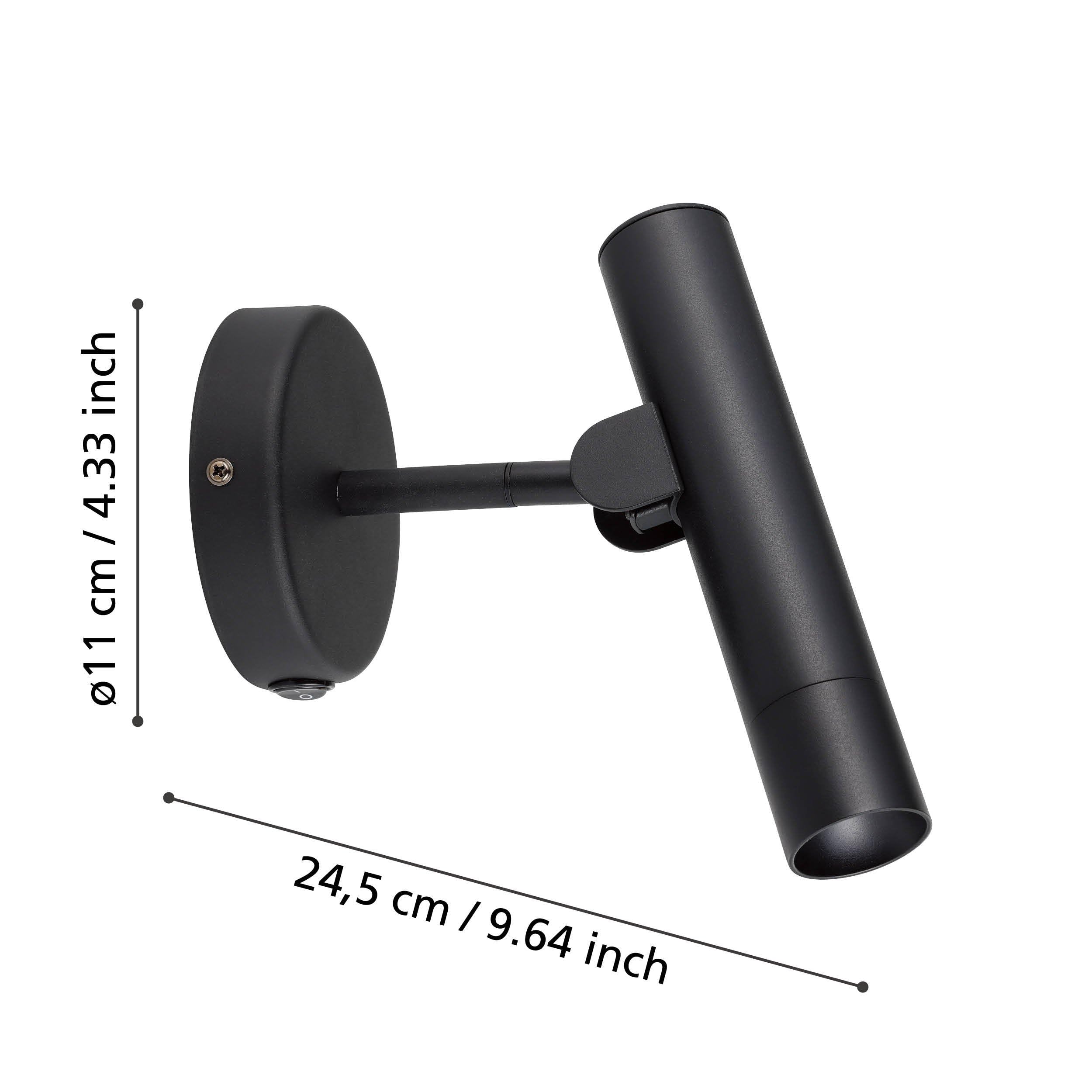 EGLO LED Wandleuchte Almudaina minimalistische Lampe mit beweglichem Spot | Metall Wandstrahler Schwarz Wohnzimmer Schlafzimmer warmweiß