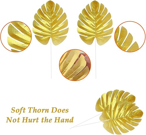 Miniatura 3 de 12 hojas de palma artificiales, hojas de Monstera tropicales doradas para safari, selva, hawaiano, Luau, fiesta, decoración de mesa y pared