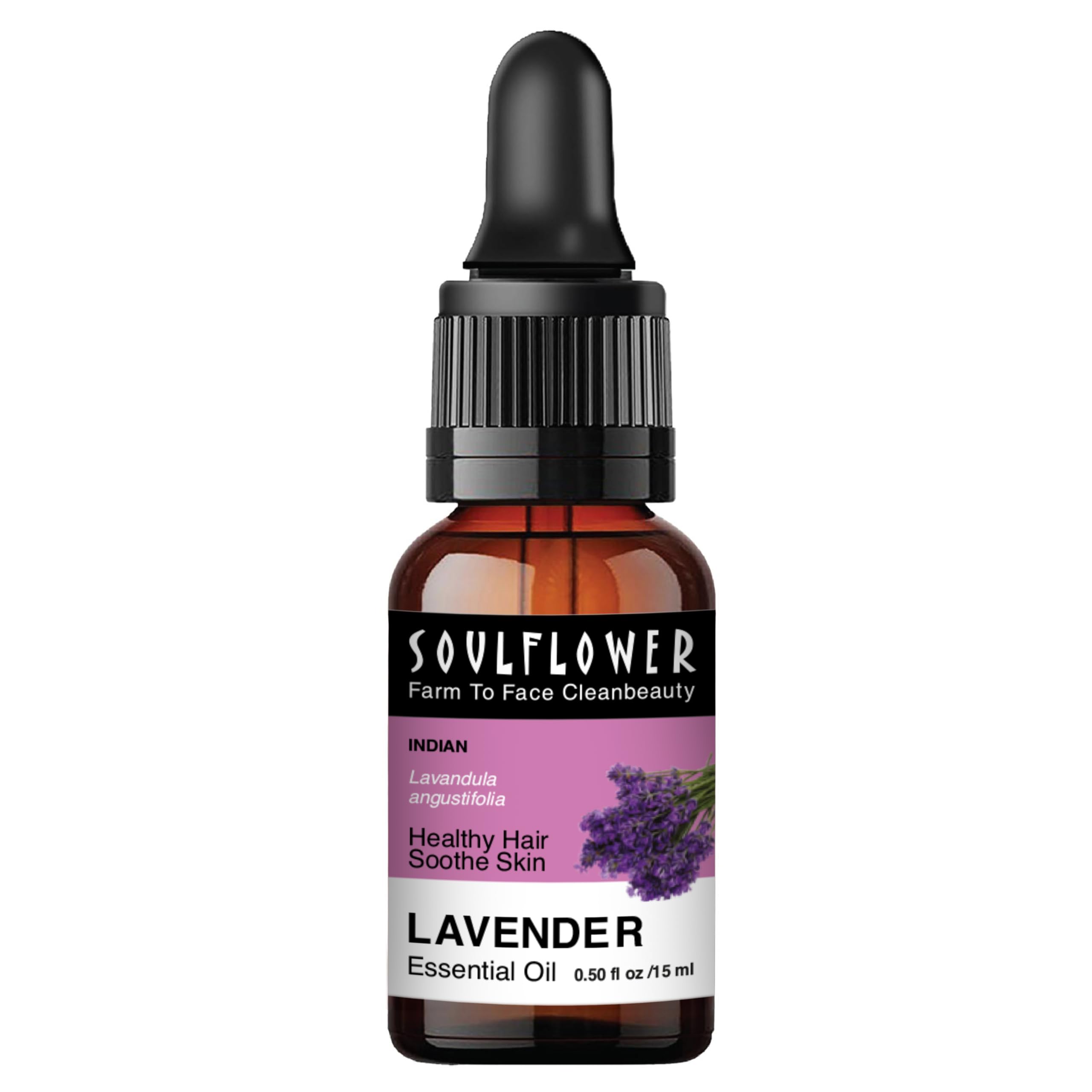 Soulflower Lavender Essential Oil for Healthy Hair & Growth, Skin, Hair Fall Control and Relaxing Sleep| Lavandula Angustifolia | Ecocert Certified Organic 100% Pure, Natural, Undiluted | 15ml
