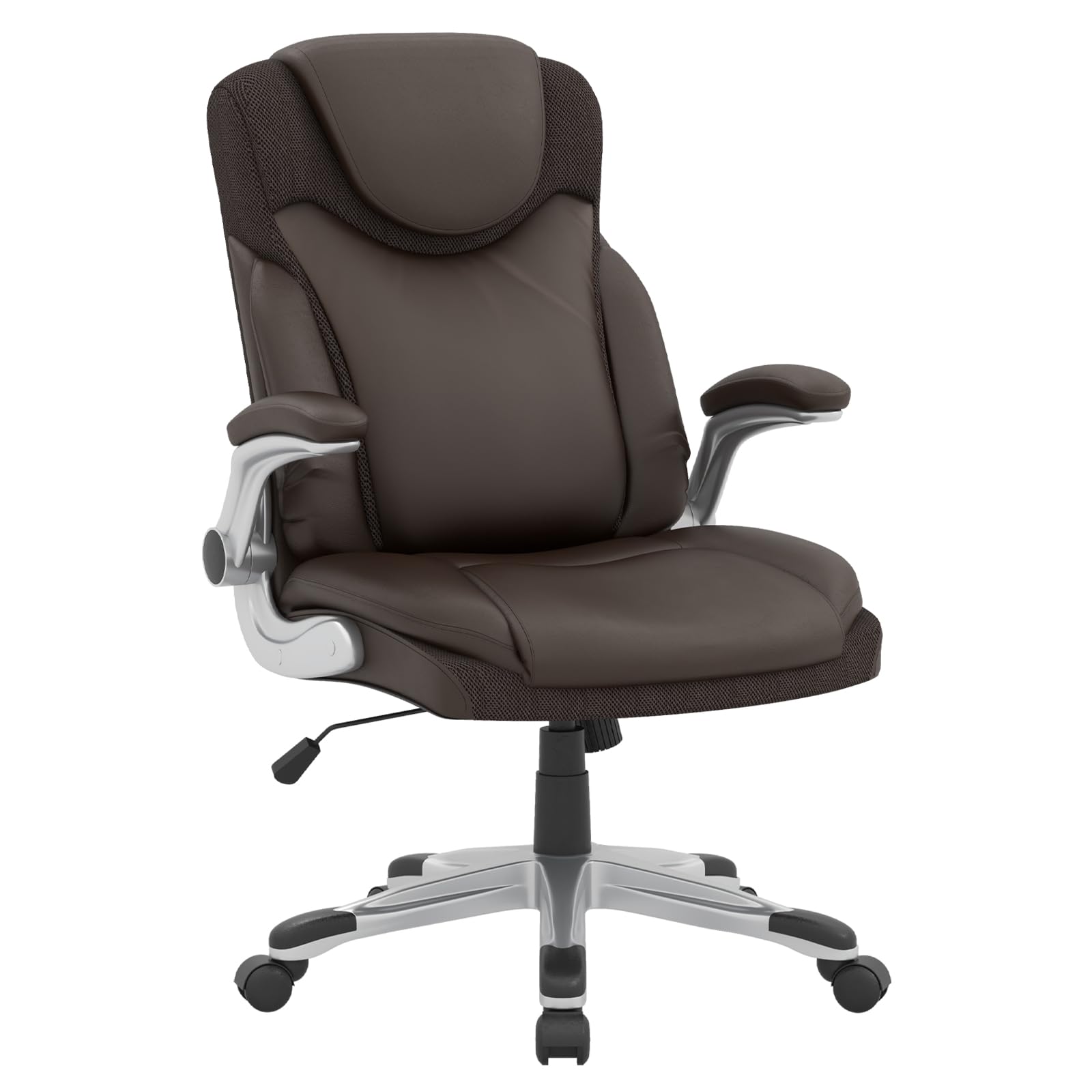 COSTWAY 350LBS Executive Office Chair, Height Adjustable PU Leather  Computer Desk Chair with Rocking Backrest and Arms, Ergonomic Swivel High  Back