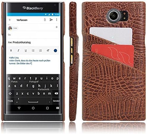 BlackBerry Priv Case, HualuBro Card Slot Vintage Cases Series, Premium Crocodile Pattern PU Leather Wallet Case Back Cover for BlackBerry Priv Smartphone (Card Slot Brown)