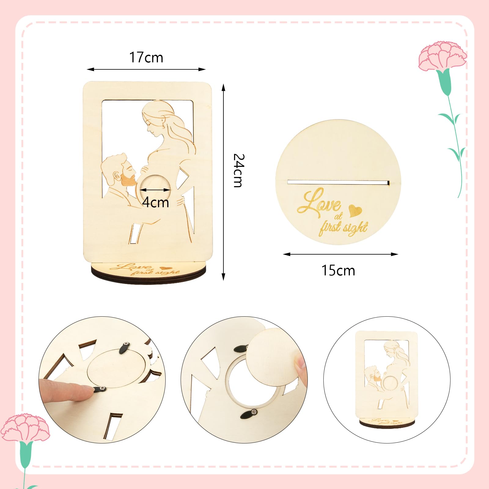 Cadre en bois pour maman enceinte Futur papa et maman Sonogramme Idées cadeaux pour femmes enceintes Cadre photo sonogramme Cadre photo échographie pour bébé Idées cadeaux