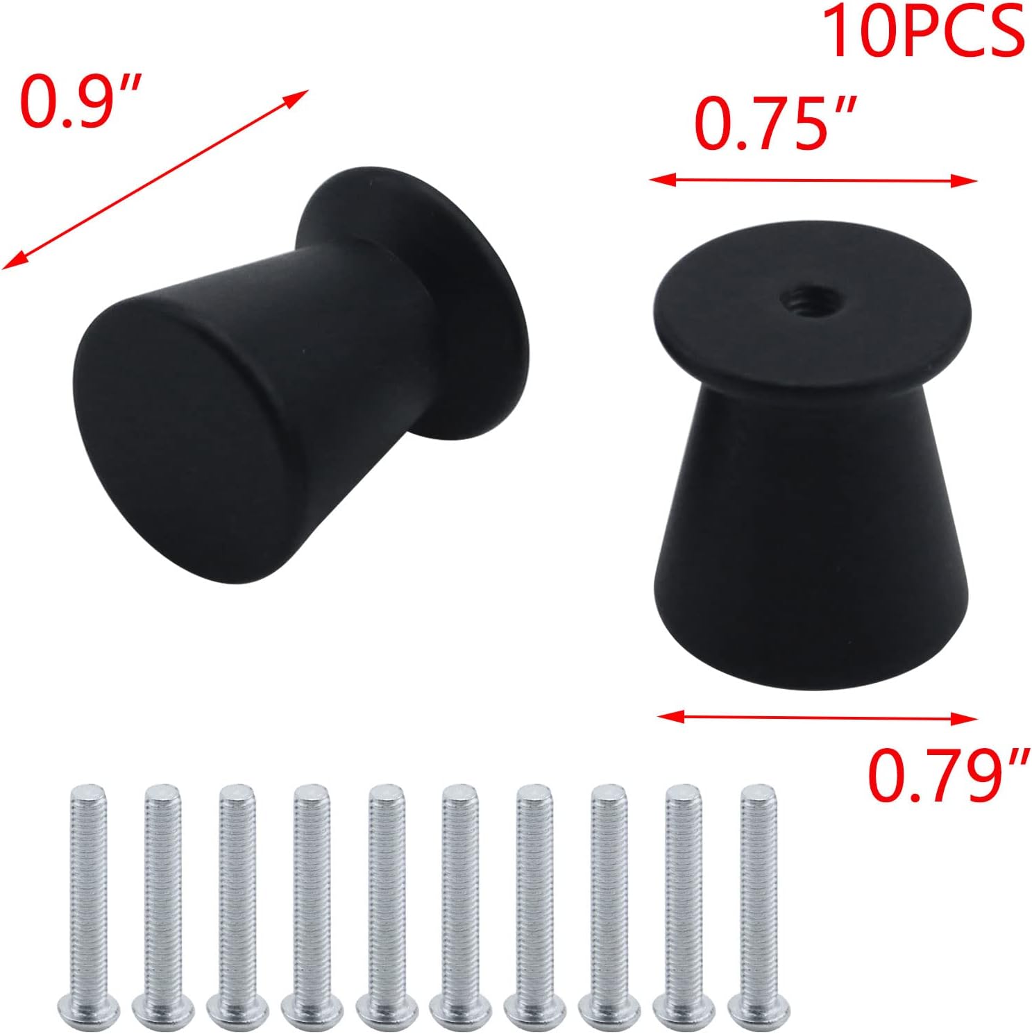 T Tulead 0.79"x0.9" Mini Door Pull Knobs Cabinet Pull Handles Knobs Furniture Hardware Aluminum Alloy Black Drawer Dresser Handles Pack of 10 with Screws
