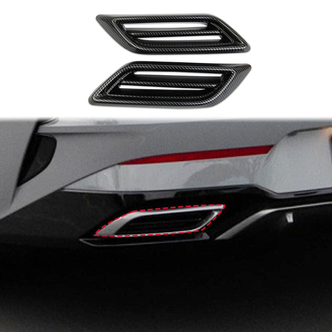 Korlot Carbon Fiber Style Exterior Exhaust Tip Trim Tail Throat Cover Accessories for KIA K5 2021-2024