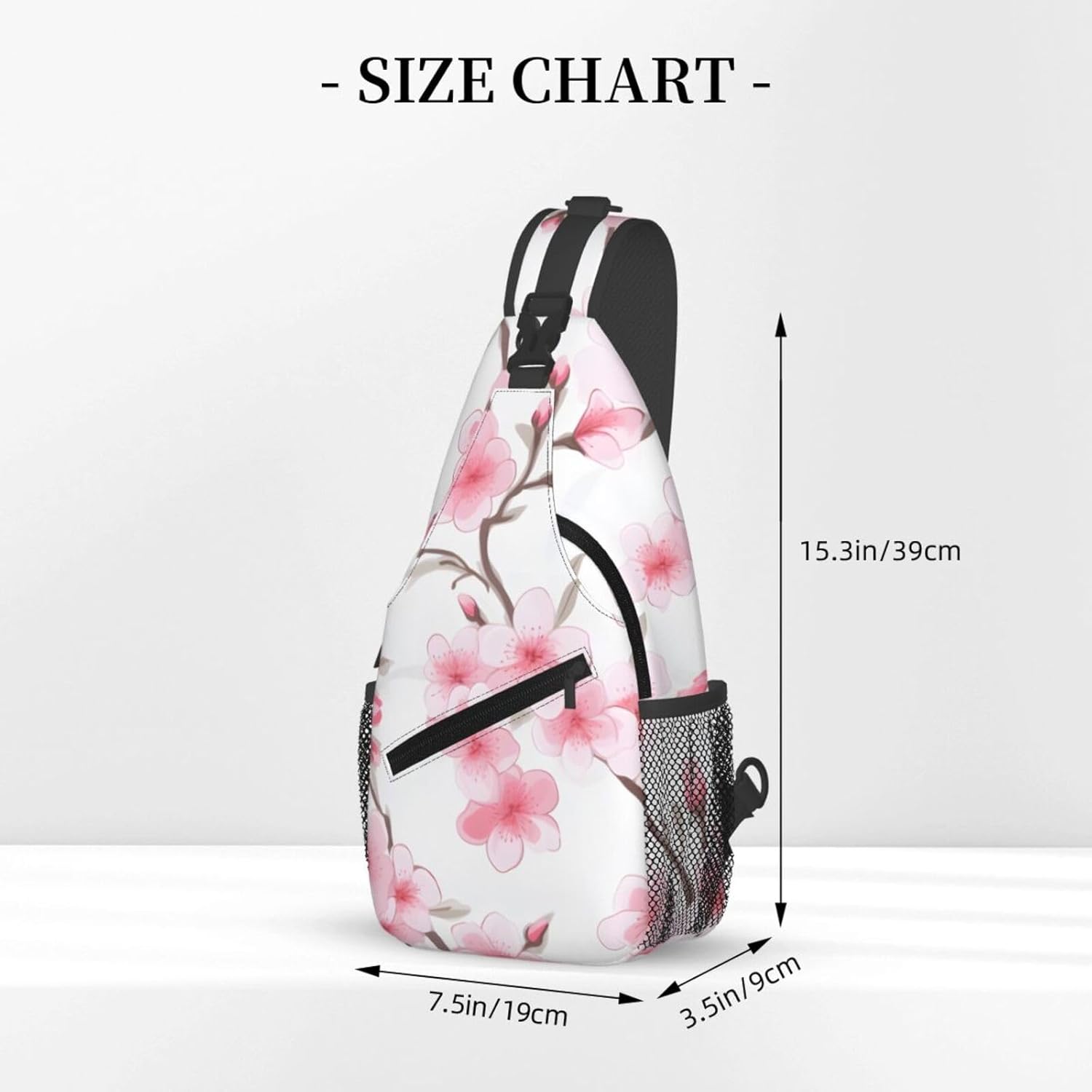 Cherry Blossom Floral Sling Bag Crossbody Bag for Men Women, Daypack Chest Backpack Shoulder Bag for Travle Hiking
