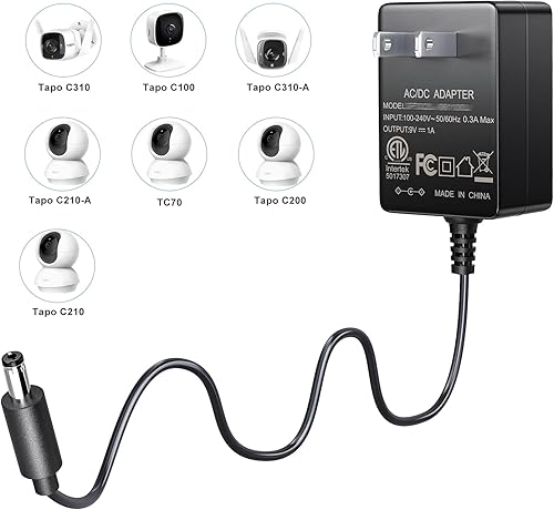 Miniatura 2 de SoulBay Fuente de alimentación de 9 V para cámara TP-Link Tapo C100 C200 C210 C310 C320WS C100/A TC70 CCTV Cámara de seguridad inteligente AC/DC