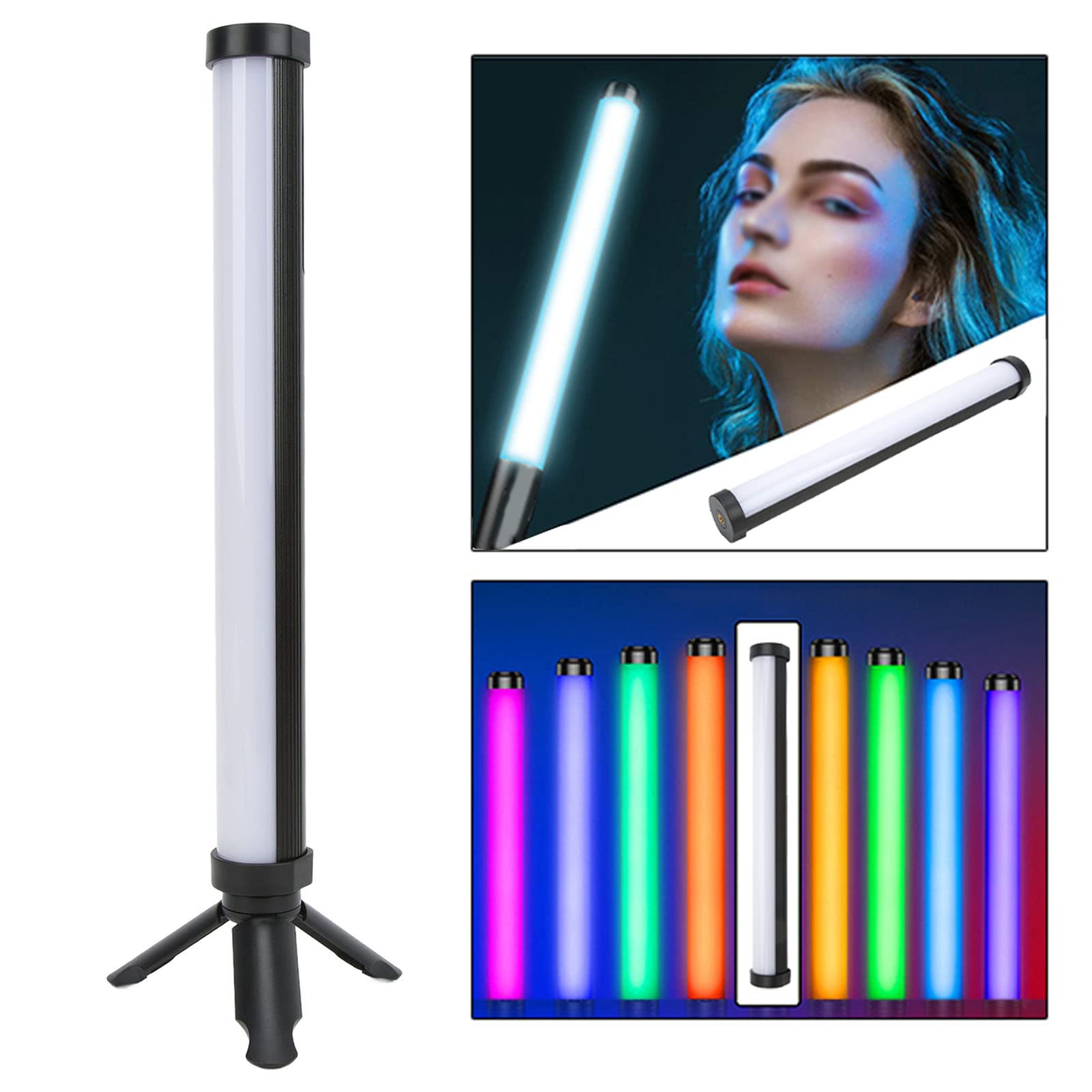 Tubo LED RGB Bacchetta Luminosa Portatile Regolabile per Fotografie e Riprese Video con Batteria Incorporata Ad Alta luminosità da 10 W