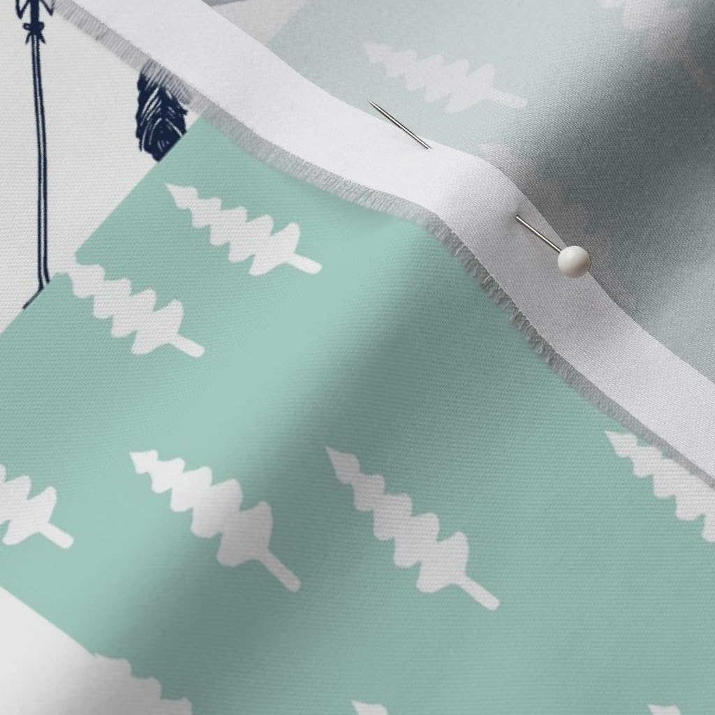 Spoonflower Fabric - Happy Camper Wholecloth Quilt Top Camping Adventure Blue Navy Moose Printed on Organic Cotton Sateen Fabric by The Yard - Sewing Quilting Apparel Home Decor