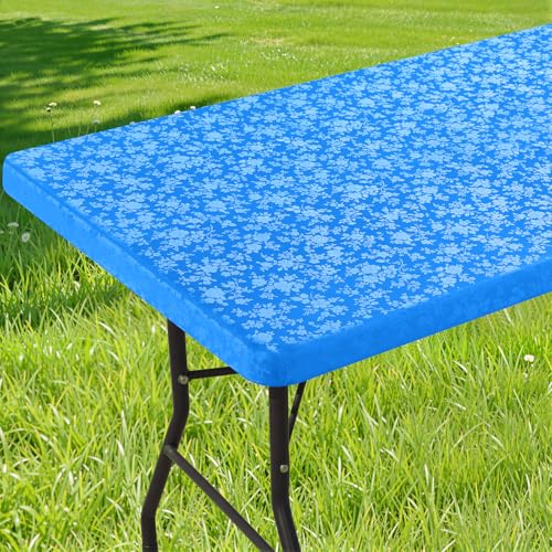 Image of Smiry Heavy Duty Vinyl Fitted Tablecloths for 8 Foot Rectangle Tables