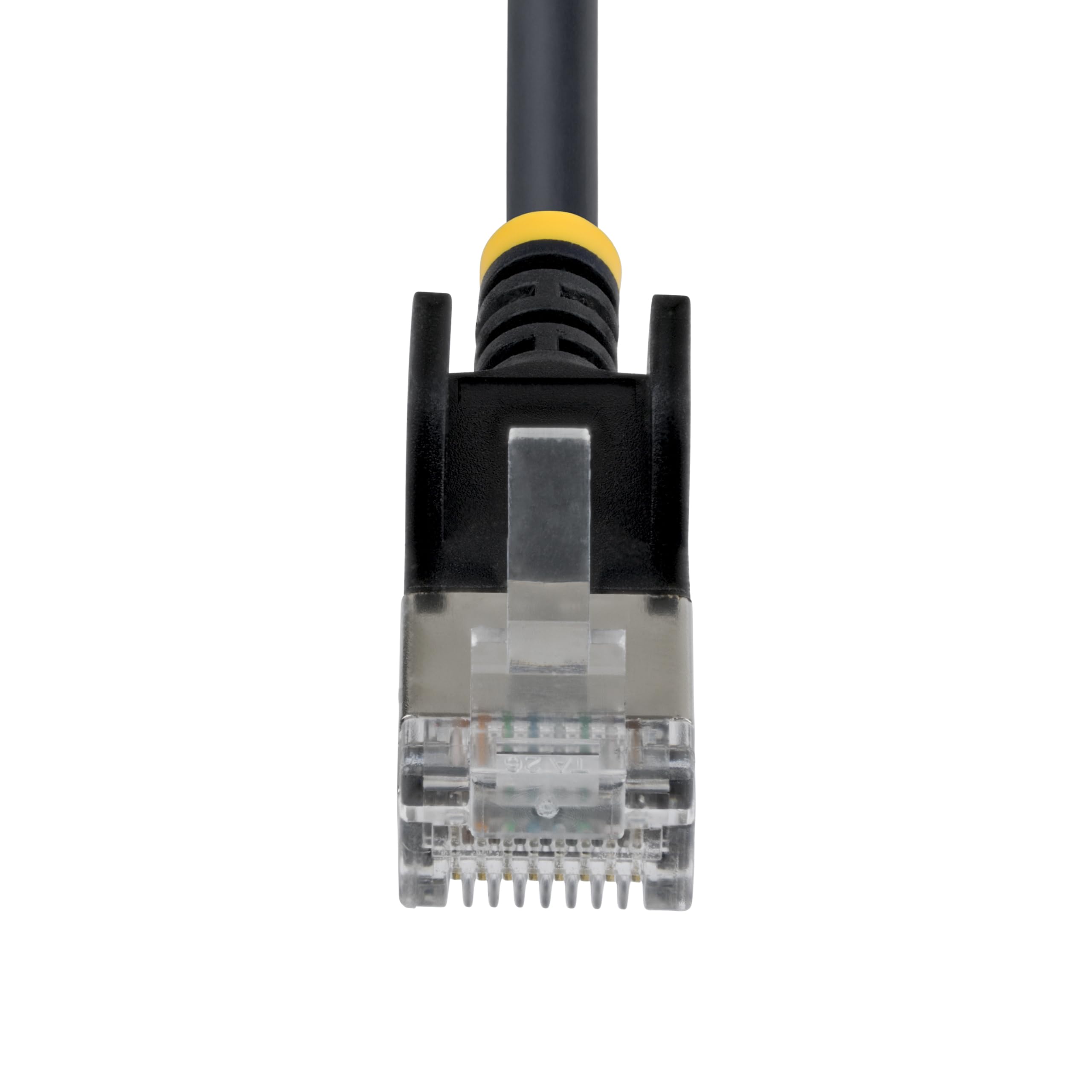 StarTech Cavo Ethernet Cat6A Ultra Slim Nero 30cm, Snagless, FTP, Rame Puro, Patch di Rete RJ45 Ultra Sottile 34 AWG, Testati Singolarmente, Confezione da 10