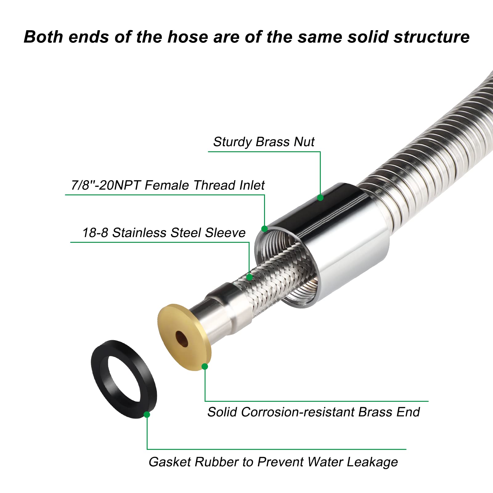 Tuyau de pré-rinçage flexible de 111,8 cm en acier inoxydable pour la plupart des robinets d'évier de cuisine commerciaux, tuyau de pulvérisation pré-rinçage, robinet commercial, pièces de
