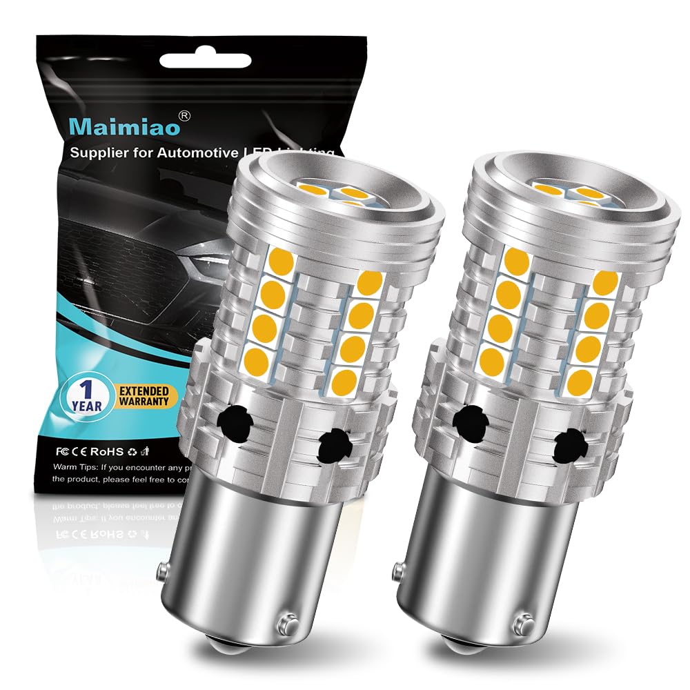 2 pezzi lampadine LED 1156 ambra, 7507 BAU15S Py21w Lampadina LED Canbus senza errore Anti Hyper Flash Lampadina di ricambio per indicatore di direzione LED Super luminosa 12V-24V 27SMD 28W 4000LM