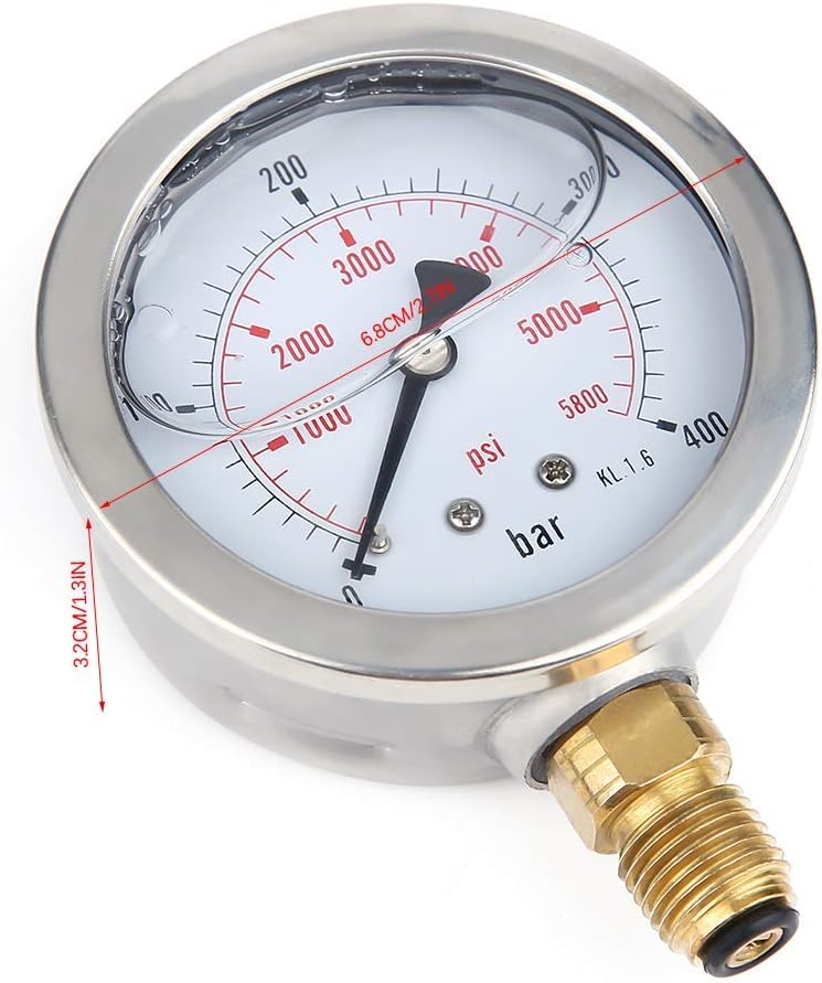 Hydraulic Hose Test Coupling kit, Digital Hydraulic Pressure Test Gauge Coupling M16*2-BSP1/4 + 0~400BAR/6000PSI Gauge+ 1.5m Hose