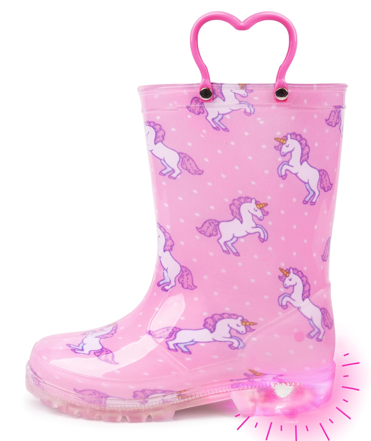 Outee Toddler Kids Adorable Lightwight Waterproof Rain Boots Light Up by Steps