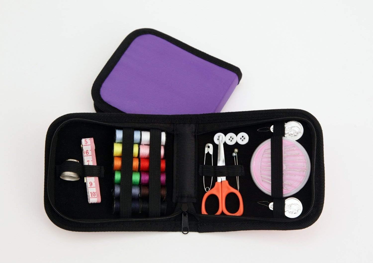 Soft Zippered Mini Sewing Kit. Easy Sew USA Home, Travel and Emergency Use - Mini Sewing Kit and Sewing Supplies for Kids, Girls Beginners and Adults, Premium Quality Case and Sewing Accessories
