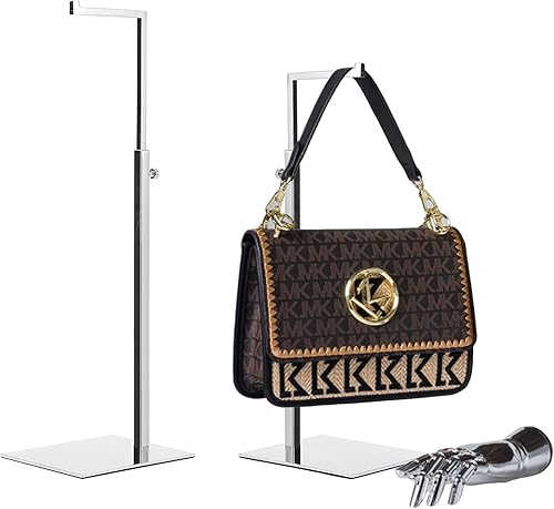 Miniatura 4 de K KAIDIYIN Soporte para bolso  Paquete de 2 soportes de exhibición de bolsos plateados para exhibir con altura ajustable, utilizado para bolsos,
