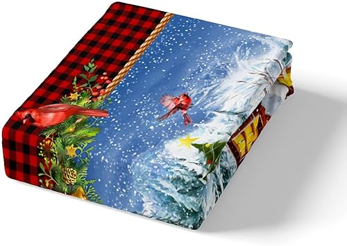 Miniatura 5 de Juego de funda de edredón de Navidad para niños, tamaño King, juego de ropa de cama retro de camión rojo y vista de nieve de invierno, 3 piezas,