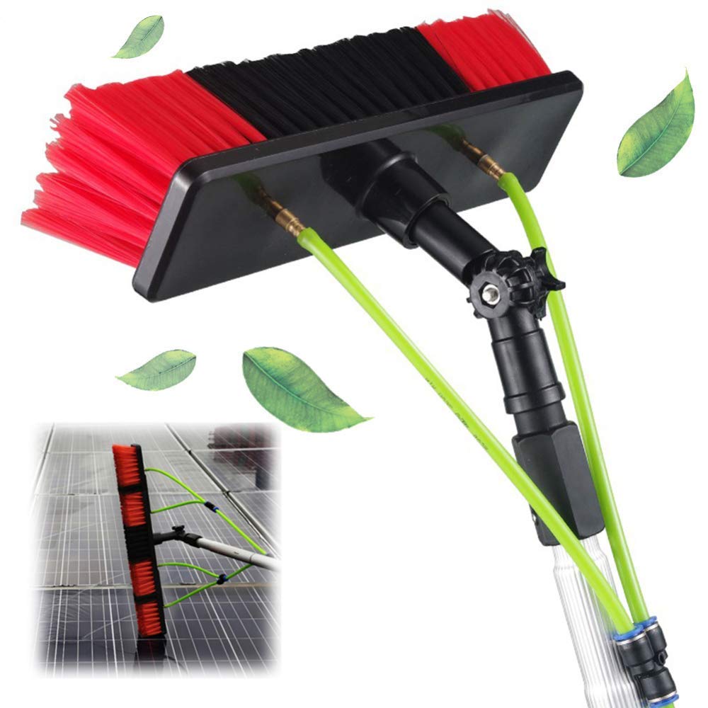 Perche télescopique nettoyage panneaux solaires et brosse pour vitre
